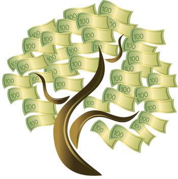 Рисунок дерева с деньгами