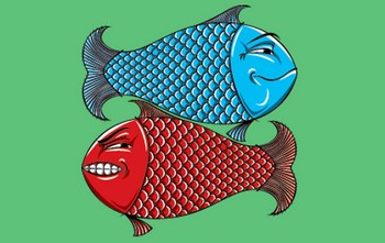 Рисунок злой и доброй рыбки